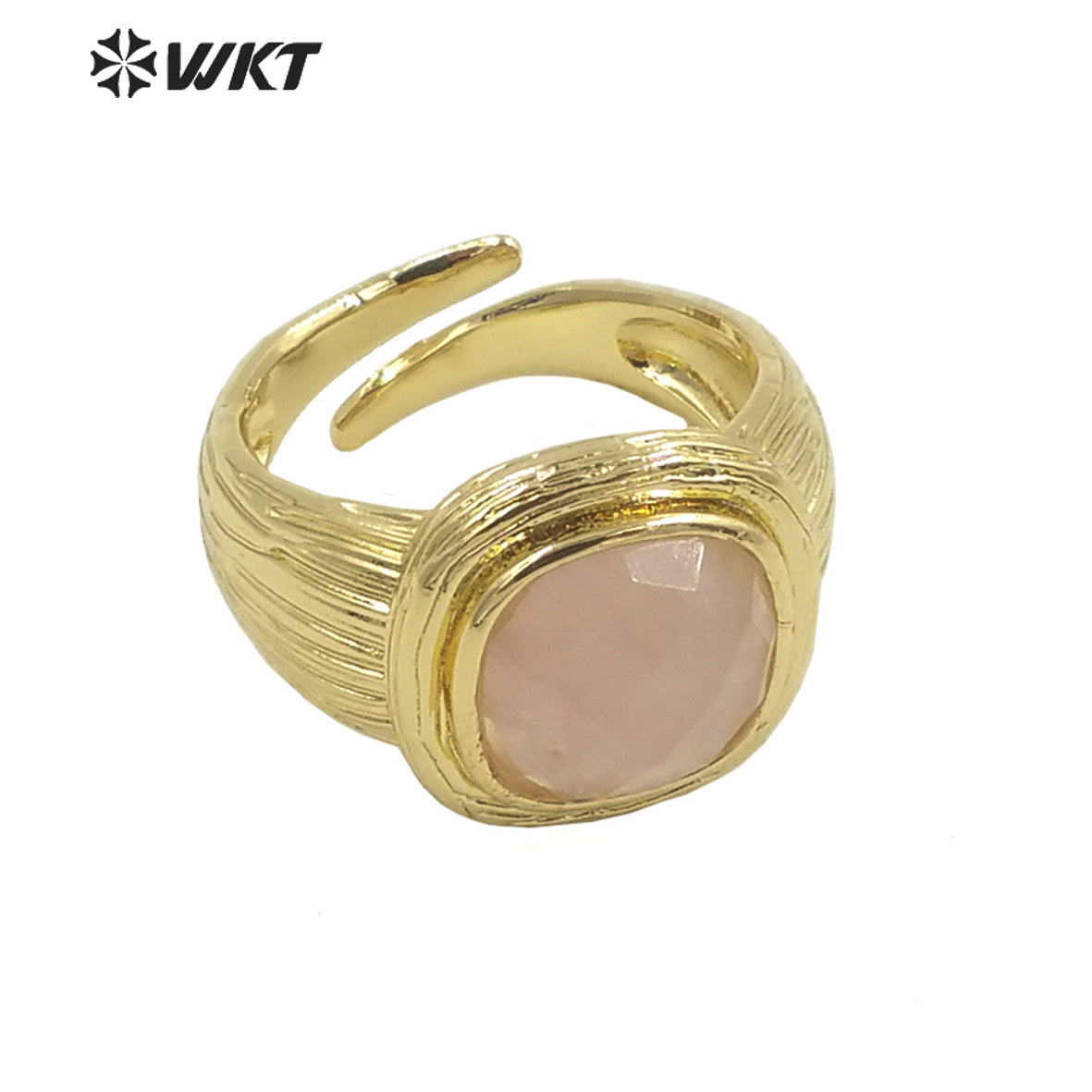 WT-R455 New Design Satin Finished Simple Stone Women Ring 18k Gold Plated square Stone Gemstone Party Ring