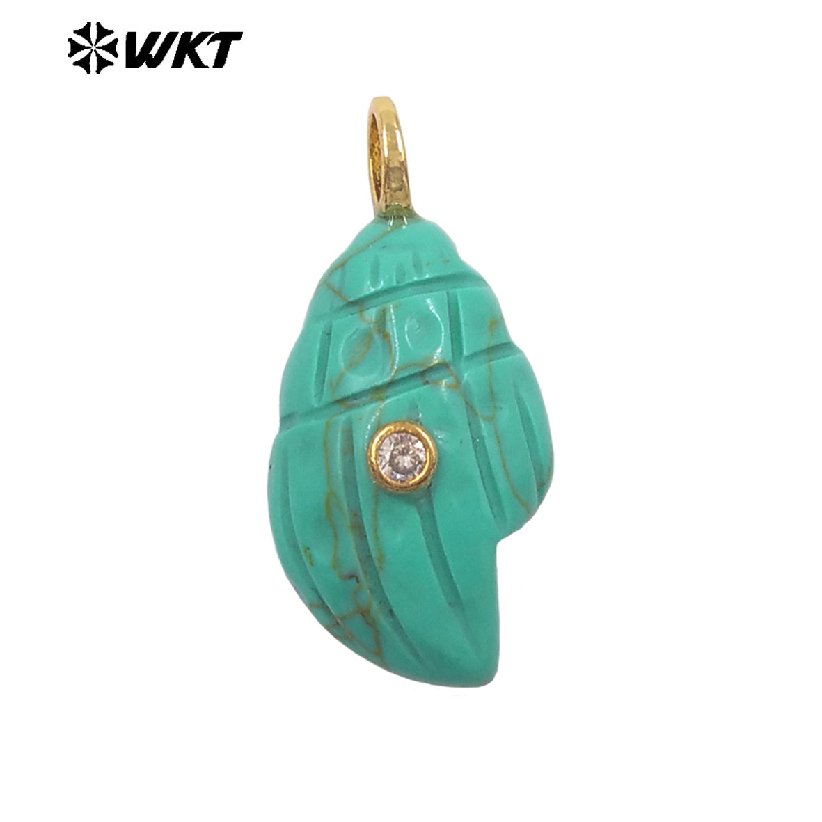 WT-P2122 Popular Lovely Style Natural Gemstones And Zircon Conch Shape Pendants For Handmade Earrings DIY Accessories