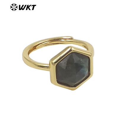 WT-R468 Newest Fashion Trendy Ring 18k Real Gold Plated Round Star Stone Anniversary Women Ring Hot INS Stone Ring