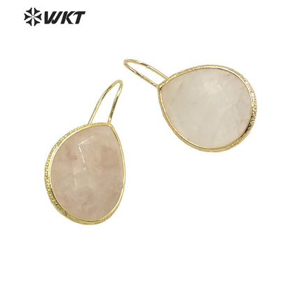 WT-E711 Amazing Newest Design Precious Natural Gemstone Waterdrop Earrings Fashion Gold Women Drop Hoop Earrings for Birthday