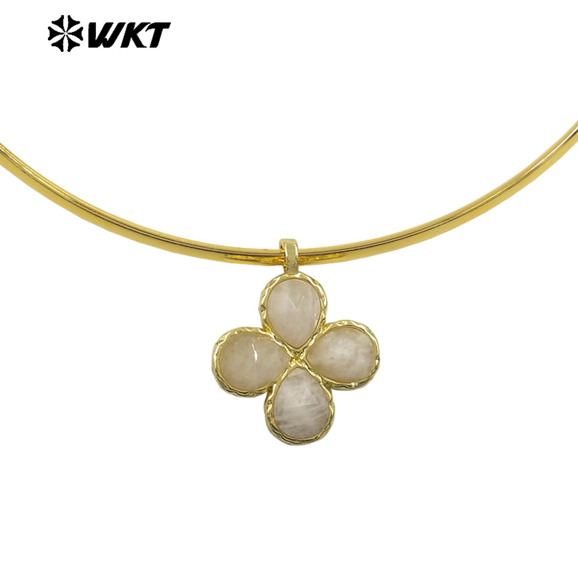 WT-N1527 Exquisite Lovely Gold Plated Vicious Natural Gemstones Little Flower Shape Necklace Choker For Lady Party Wearing