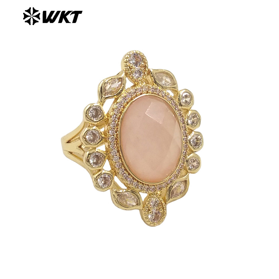 WT-MR028 Newest Summer Design Fashionable Royal Court Style Precious Women Adjustable Natural Stone Zircon Wedding Ring