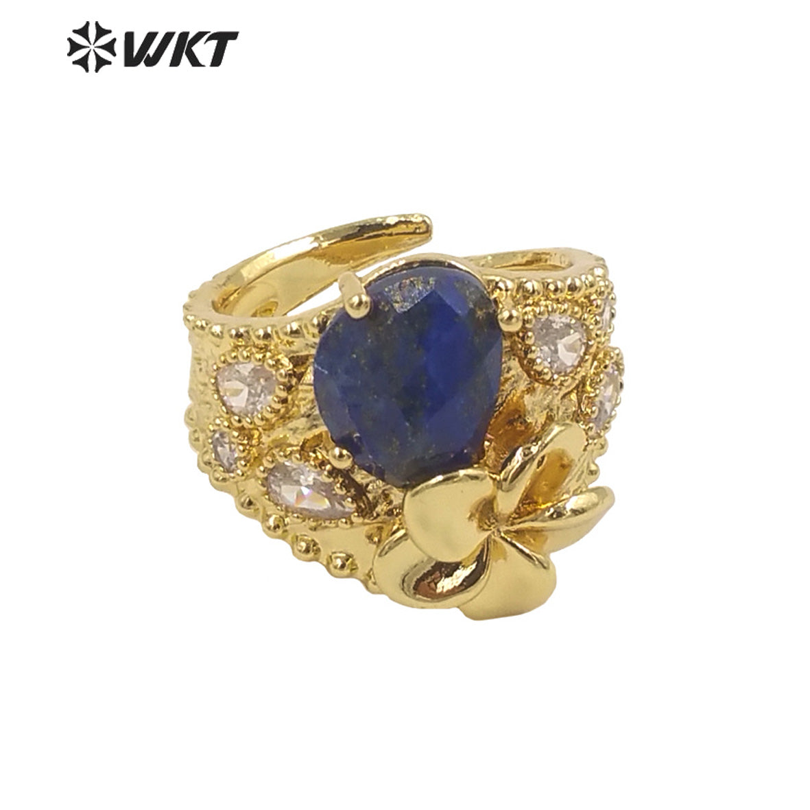 WT-R485 WKT Fashion Design Trendy Gift for Women Colorful High Quality Gorgeous Natural Gemstone and Zircon Stone Ring