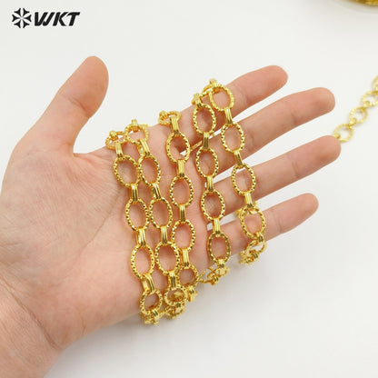 WT-BC247 Amazing Big Oval Shape Jewelry DIy Chain For Luxury Necklace Making With Gold Metal Electroplated Link Accessories