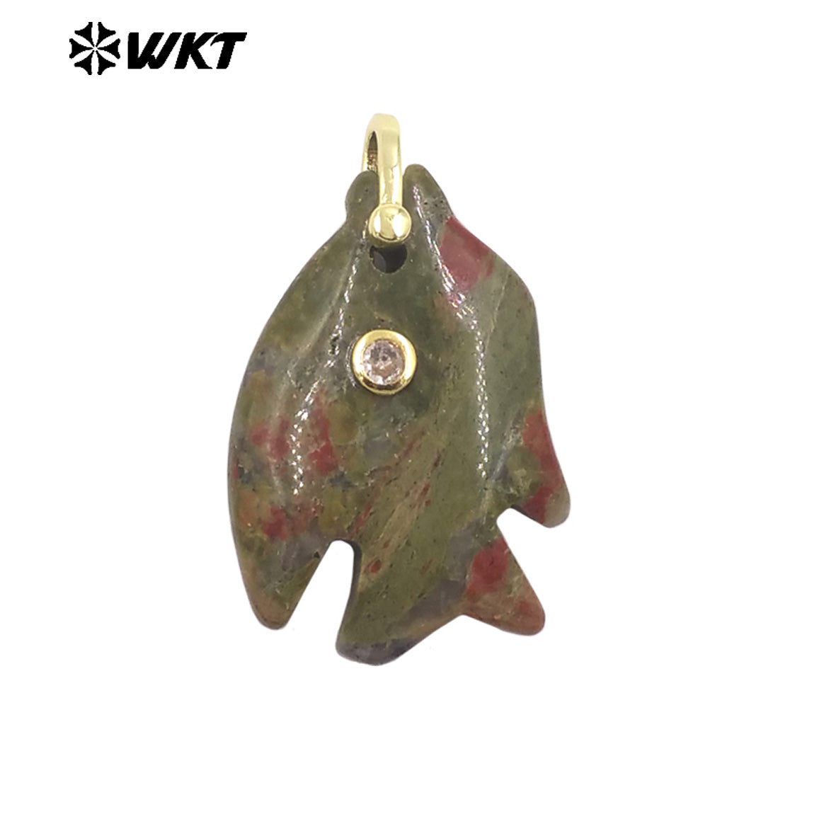 WT-P2106 Interesting Lovely Various Natural Gemstone And Zircon Fish Shape Charms Pendants For Women Fashion Jewelry Making