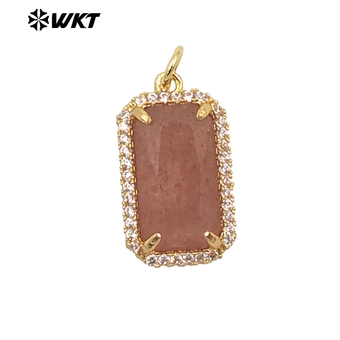 WT-P1973 Wholesale Fashion Gold Plated Cubic Zircon With Prong Setting Long Square Sun Stone Lady Jewelry Pendants