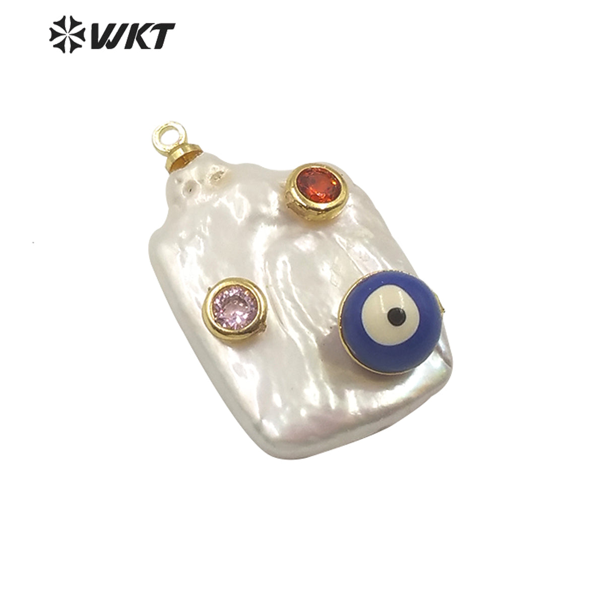 MP141 Hot Sales Natural Freshwater Pearl Pendant Long Rectangle White Pearl Pendant With CZ Charms for Necklace
