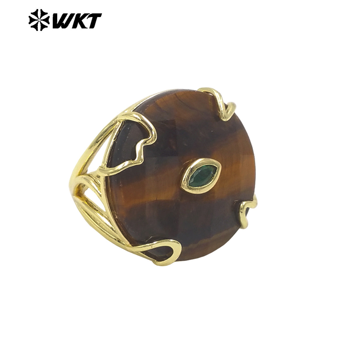 WT-R612 New Product 18K Gold Electroplated Zircon And Natural Gemstones Round Rings As Female Daily Matching Accessory