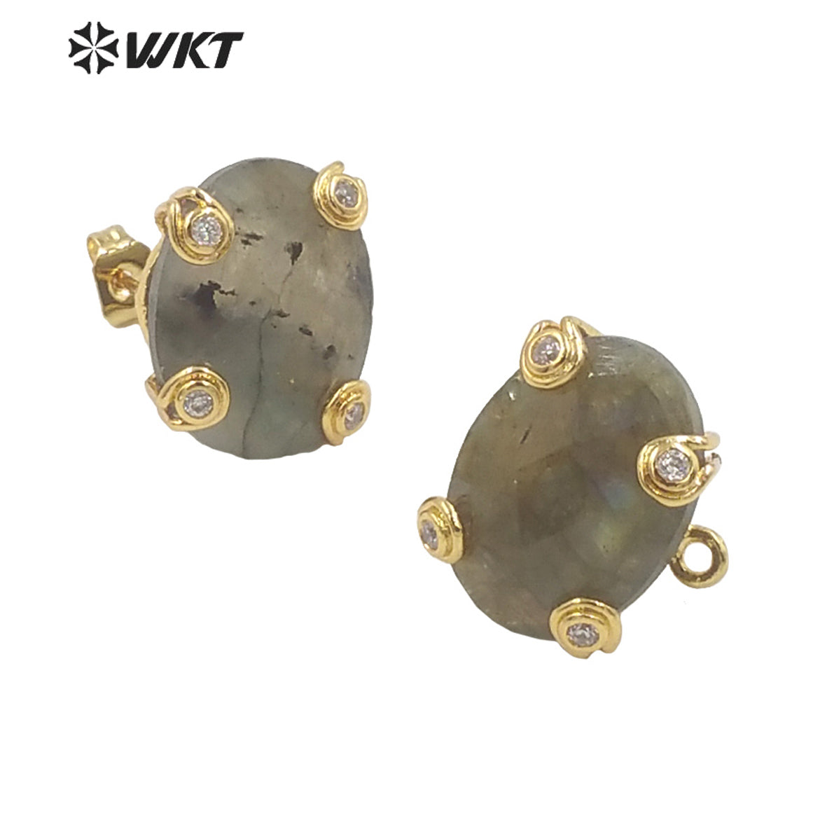 WT-E658 WKT 2022 New Trend Jewelry Natural Stone Cubic Zircon Prong Setting Women Jewelry Finding Earrings Wiht Hook Hanging