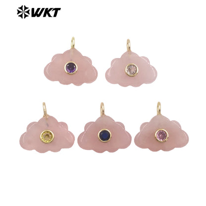 WT-P2135 Lovely Design Multi Colors Zircon And Natural Gemstones Cloud Shape Pendants As Necklace Earrings Making Findings