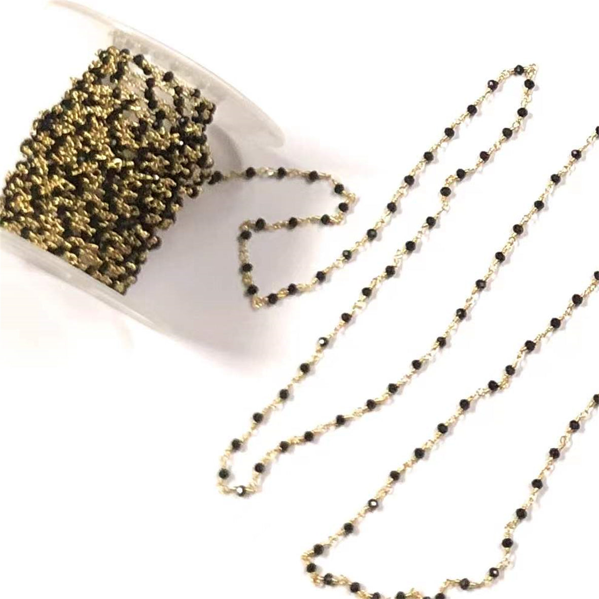 WT-RBC206 New and Beautiful Jewelry and Natural Black Crystal and Brass Making for Women Wire Wrapped Rosary Beads Necklace