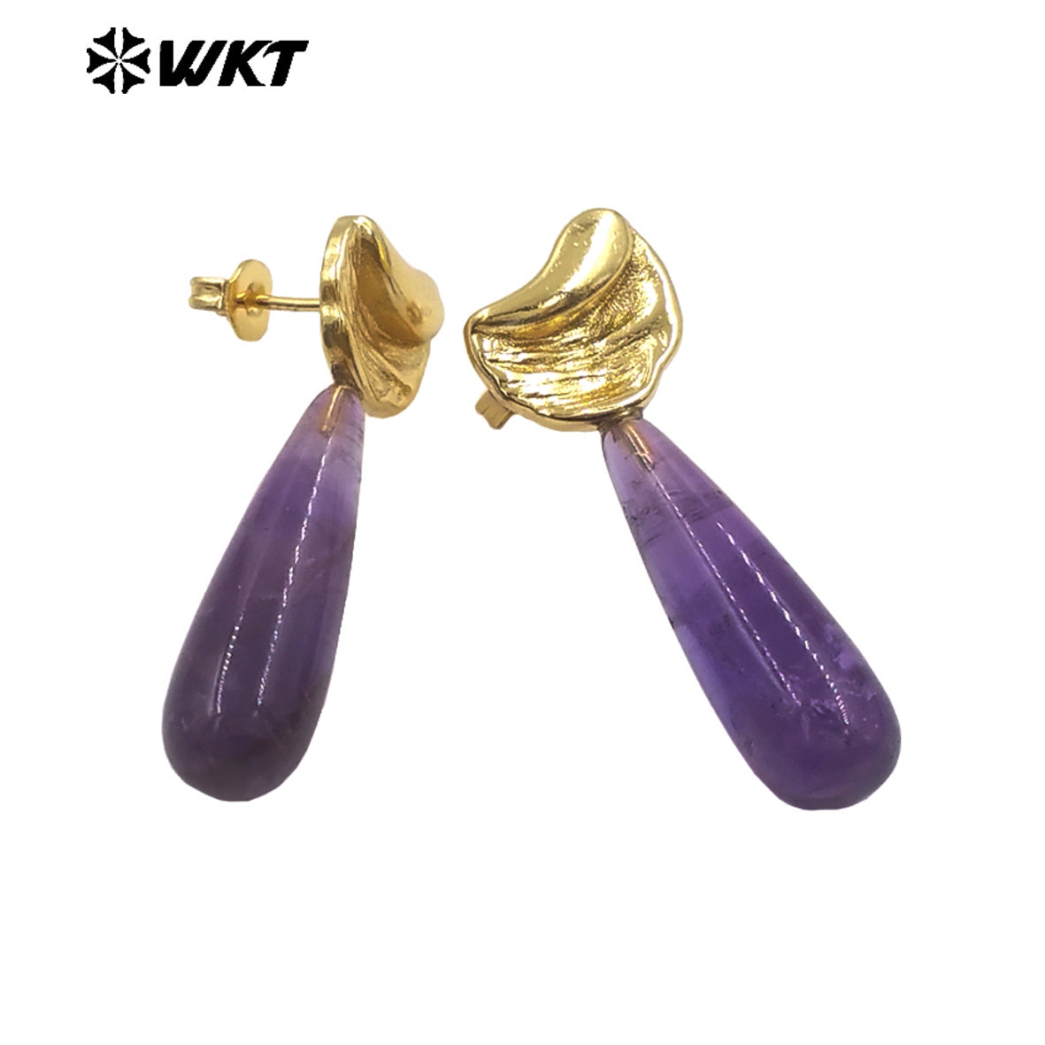 WT-E802 Delicate Design 18K Gold Plated Amazonite Natural Gemstones Waterdrop Shape Earrings As Lady Elegant Jewelry Gifts