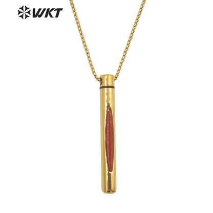 WT-N1371 Niche Design Gemstone Pendant Necklace Inlaid Colored Gemstone Necklace 18k Real Gold Plated Perfume Bottle Necklace