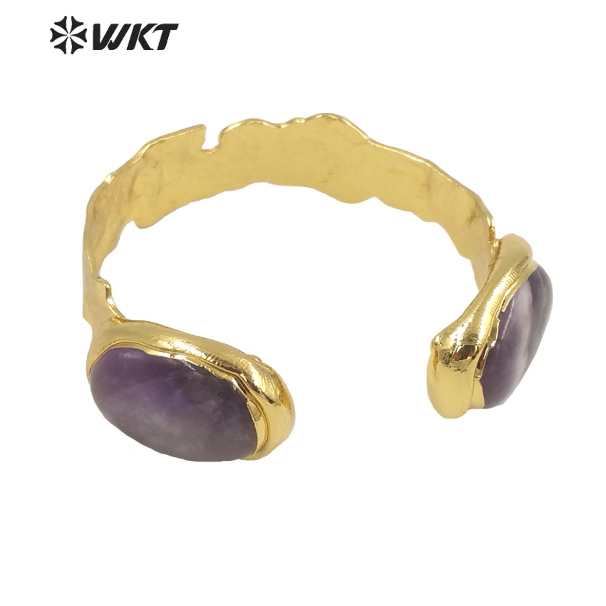 WT-B591 2022 WKT Fashion Natural tiger Eye Amethyst Black Obsidian pink Quartz Bangle Opening Adjustable Oval Stone Bangles