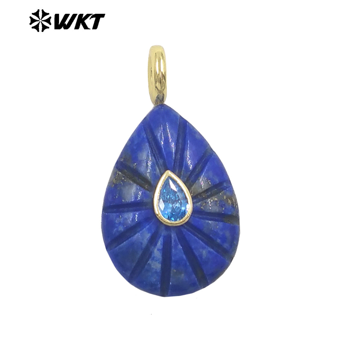 WT-P2142 Simple Fashionable Style Natural Gemstones Setting In Zircon Waterdrop Shape Pendant As Female Necklace Findings