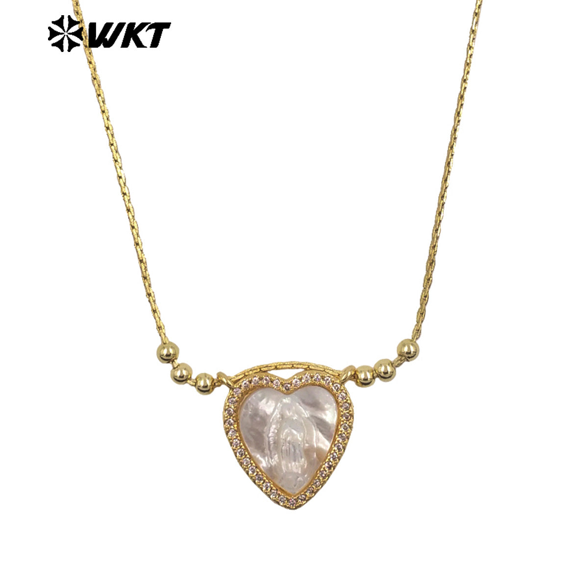 WT-JN389 Trending Religious Style 18K Gold Plated Oval And Square White Shell Pendant Necklace For Women Daily Wearing