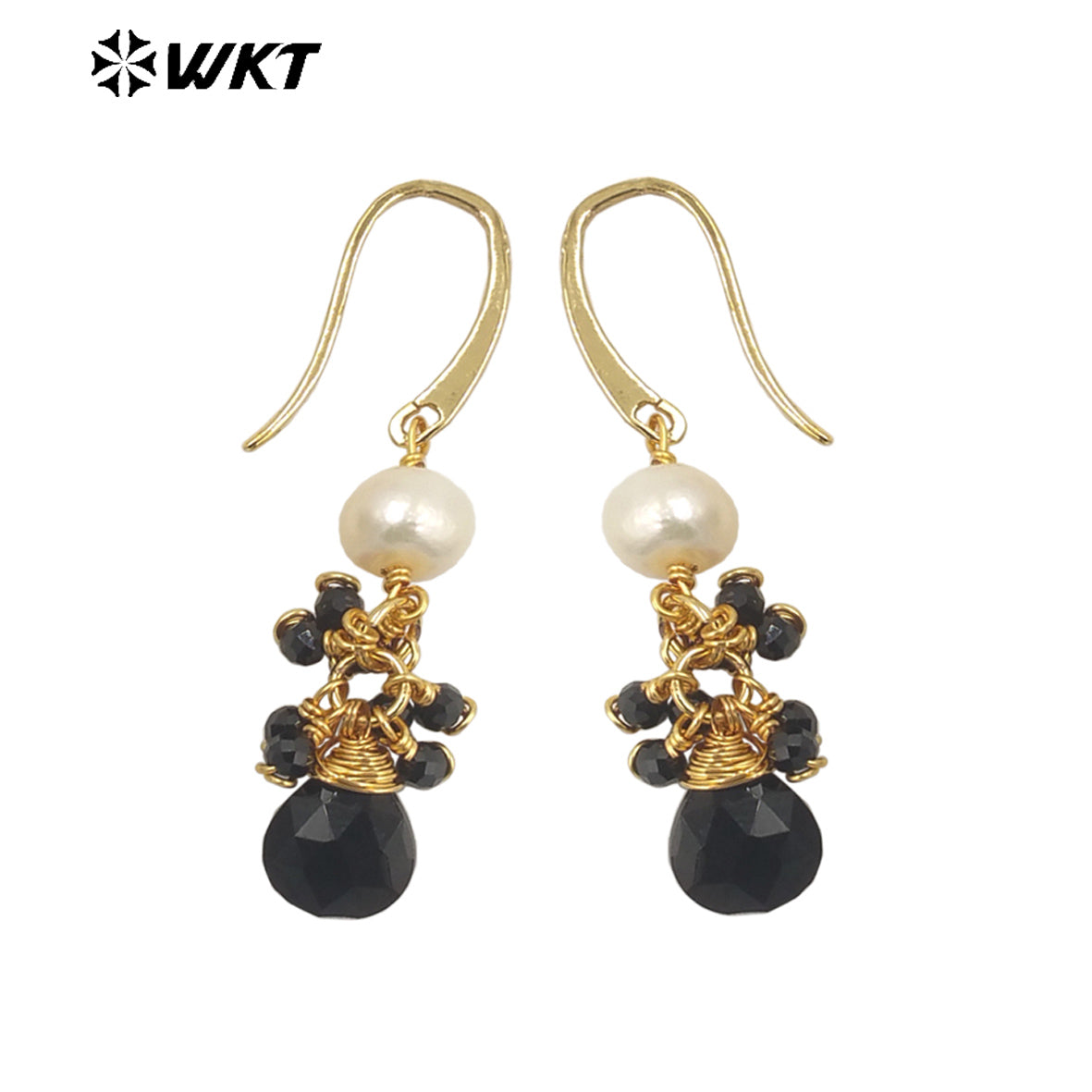 WT-E722 WKT Exclusive Design Handmade Precious Tiny Stone Charm Earrings Attractive Long Dangle Birthday Stone Earrings