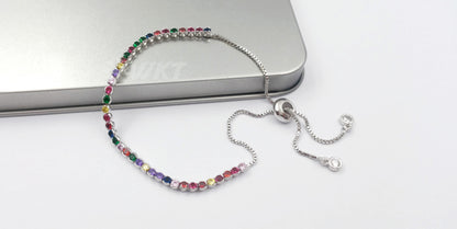 WT-MB109 New Arrival Special Design Women Vogue Jewelry Multi Colors Cubic Zirconia Pave Fashion Chain Bracelet Jewelry