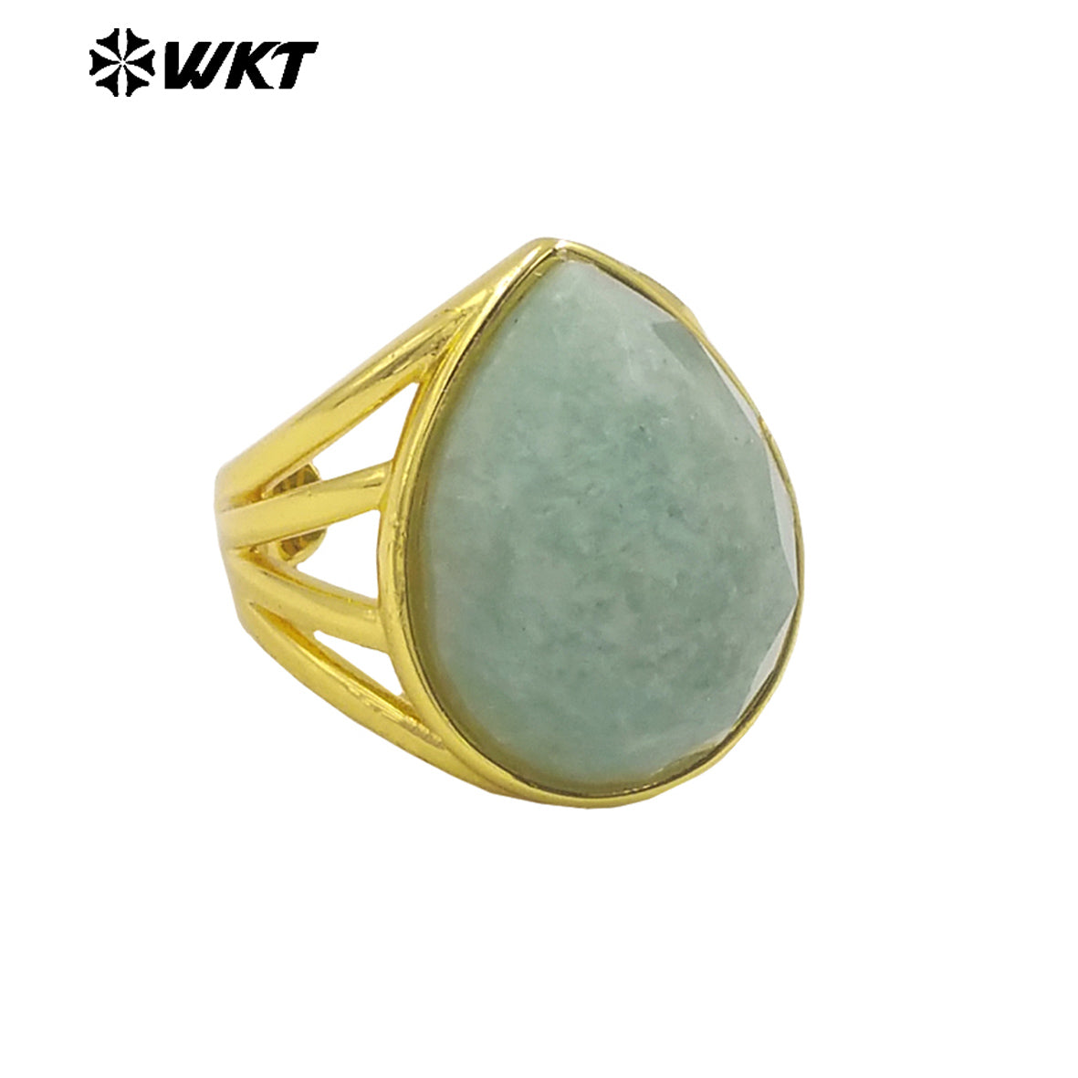 WT-R425 Wholesale Fashion Gold Bezel Natural Teardrop Stone Ring Amazing Gorgeous 18k Resist Tarnishable Lapis Drop Ring