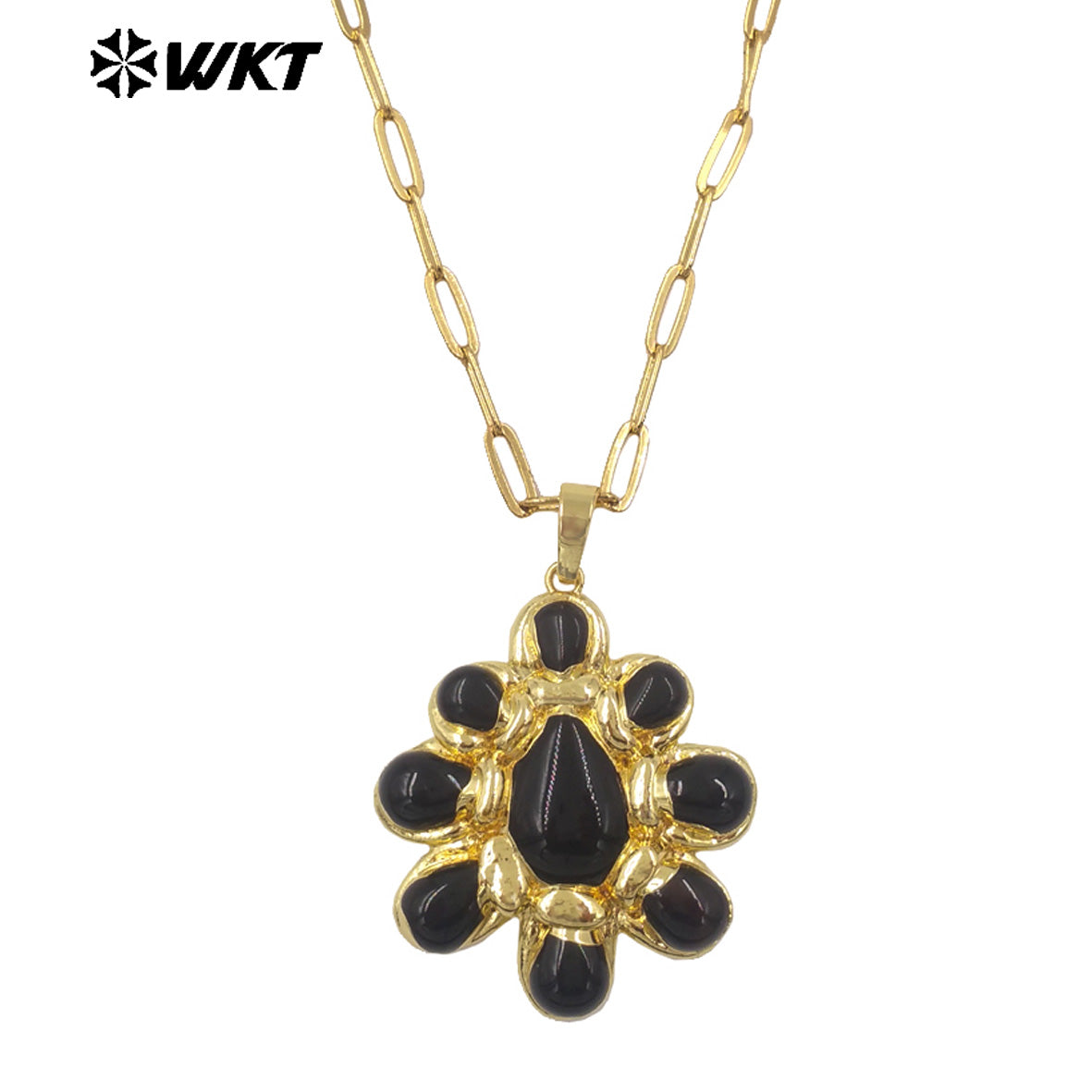 WT-N1528 High Quality Gold Electroplated Amethyst Natural Gemstones Pendants Necklaces For Women Unique Jewelry Present