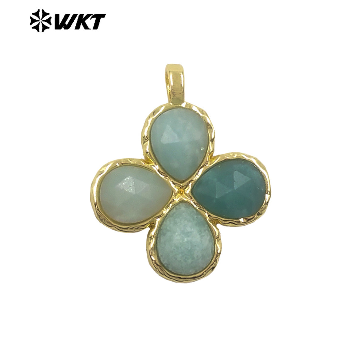 WT-P2090 Gorgeous 18K Gold Plated Multi Colors Natural Gemstone Little Flower Shape Charms Pendant As Lady Earring Accessory