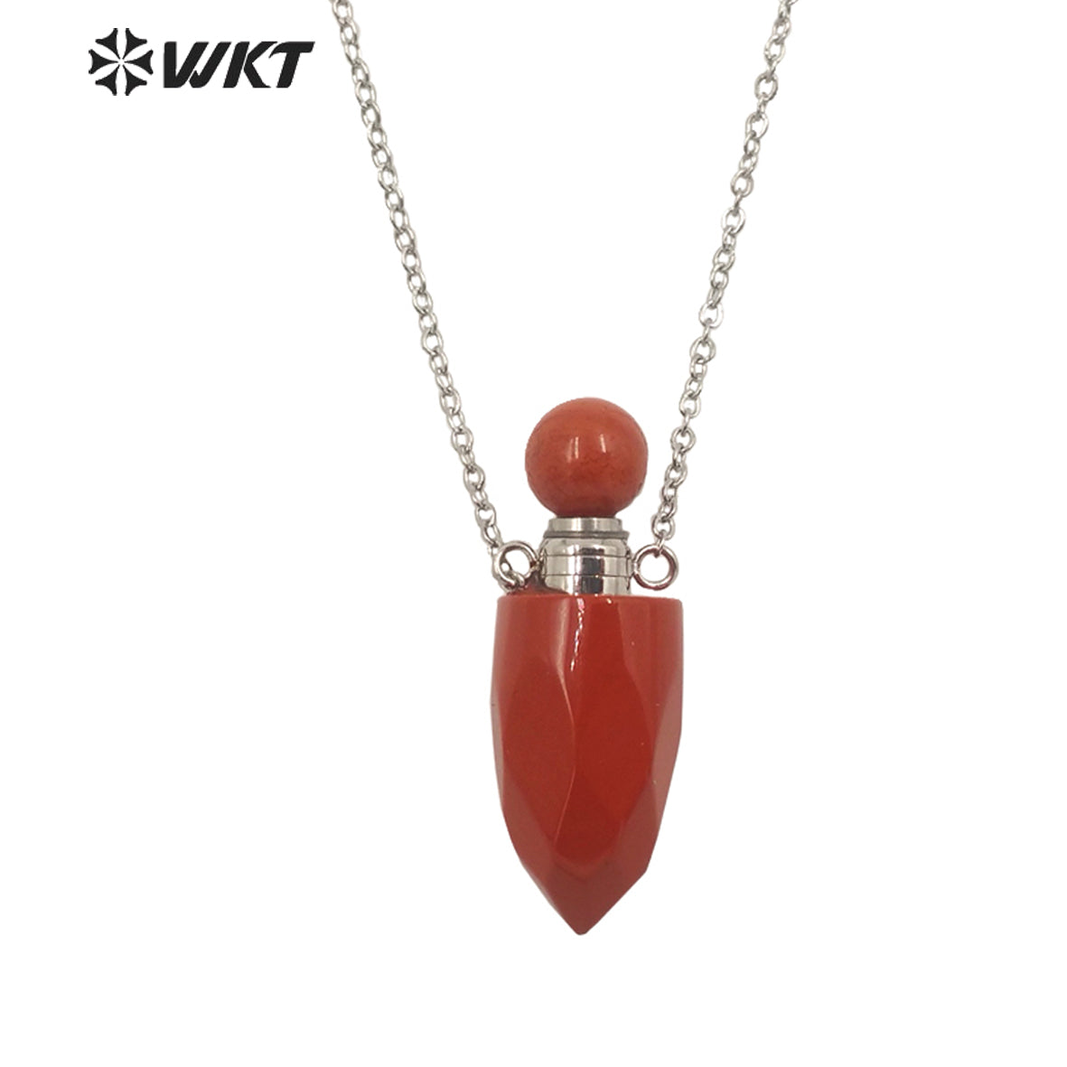 WT-N1370 Attractive Necklace Perfume Bottle Pendant Colorful Stone Pendant Necklace Women Jewelry Natural Stone Necklace
