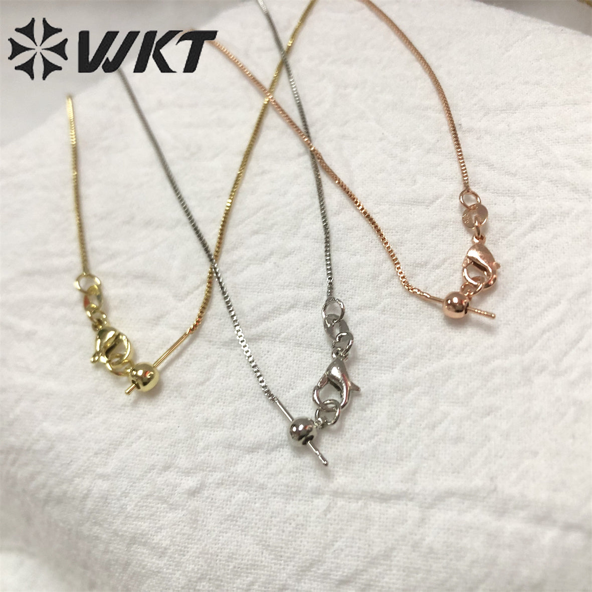 WT-BFN022 Nice and Attractive Jewelry 18k Real Gold Plated Box Chain in Adjustable Brass Pin Chain Women Jewelry Finding Chain