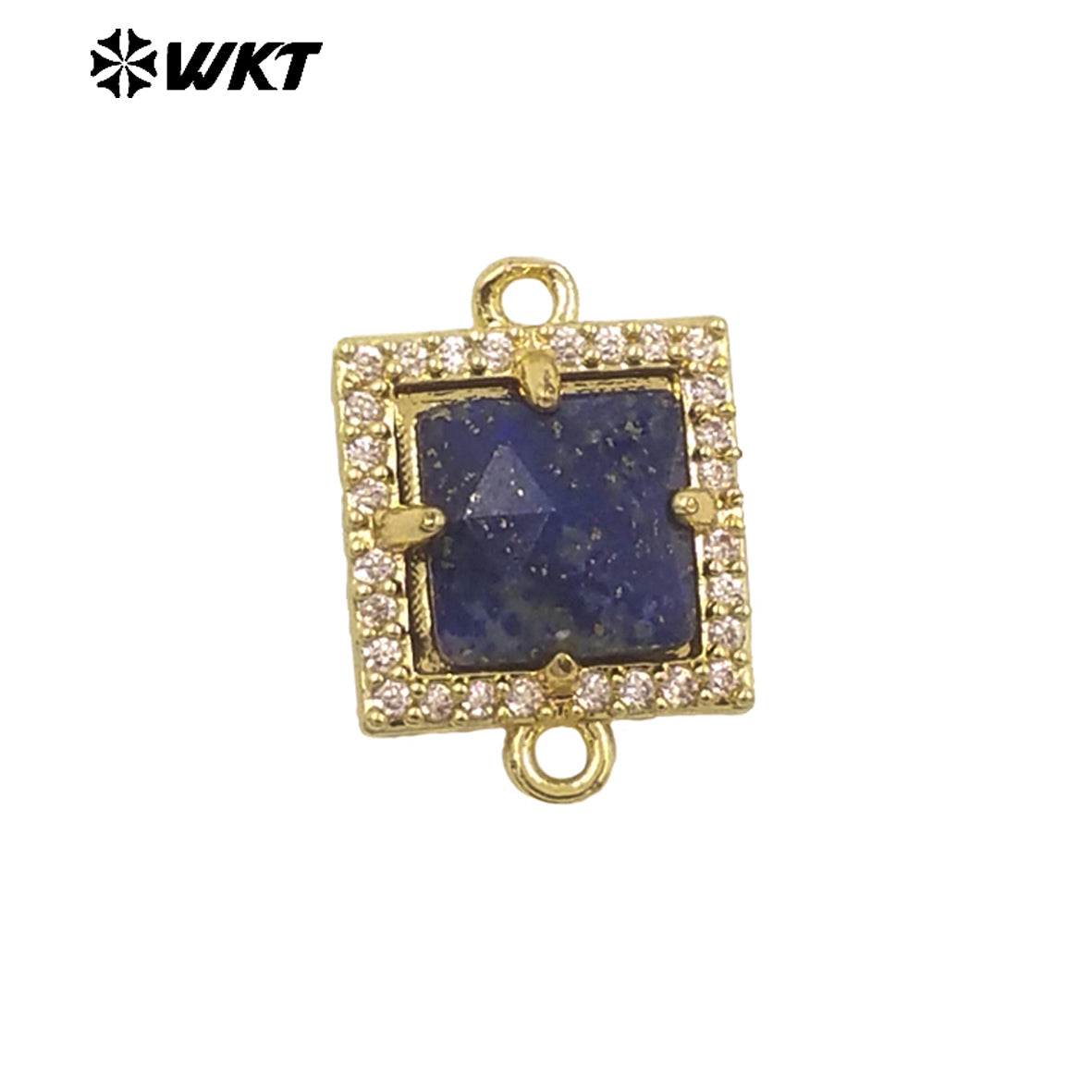 WT-P1993 Classic Wholesale Square Natural Labradorite Amethyst Gemstone Connector Pendant DIY Crafts CZ Accessory Charms