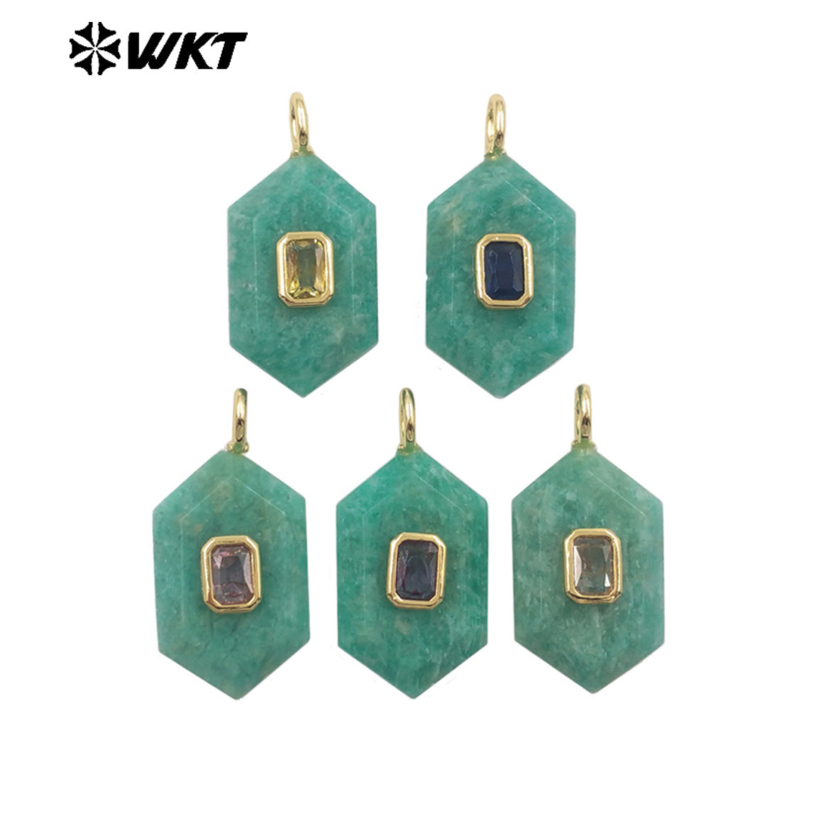 WT-P2083 New Arrival Zircon And Labradorite Various Natural Gemstones Geometric Shape Pendants For Handmade Earrings DIY