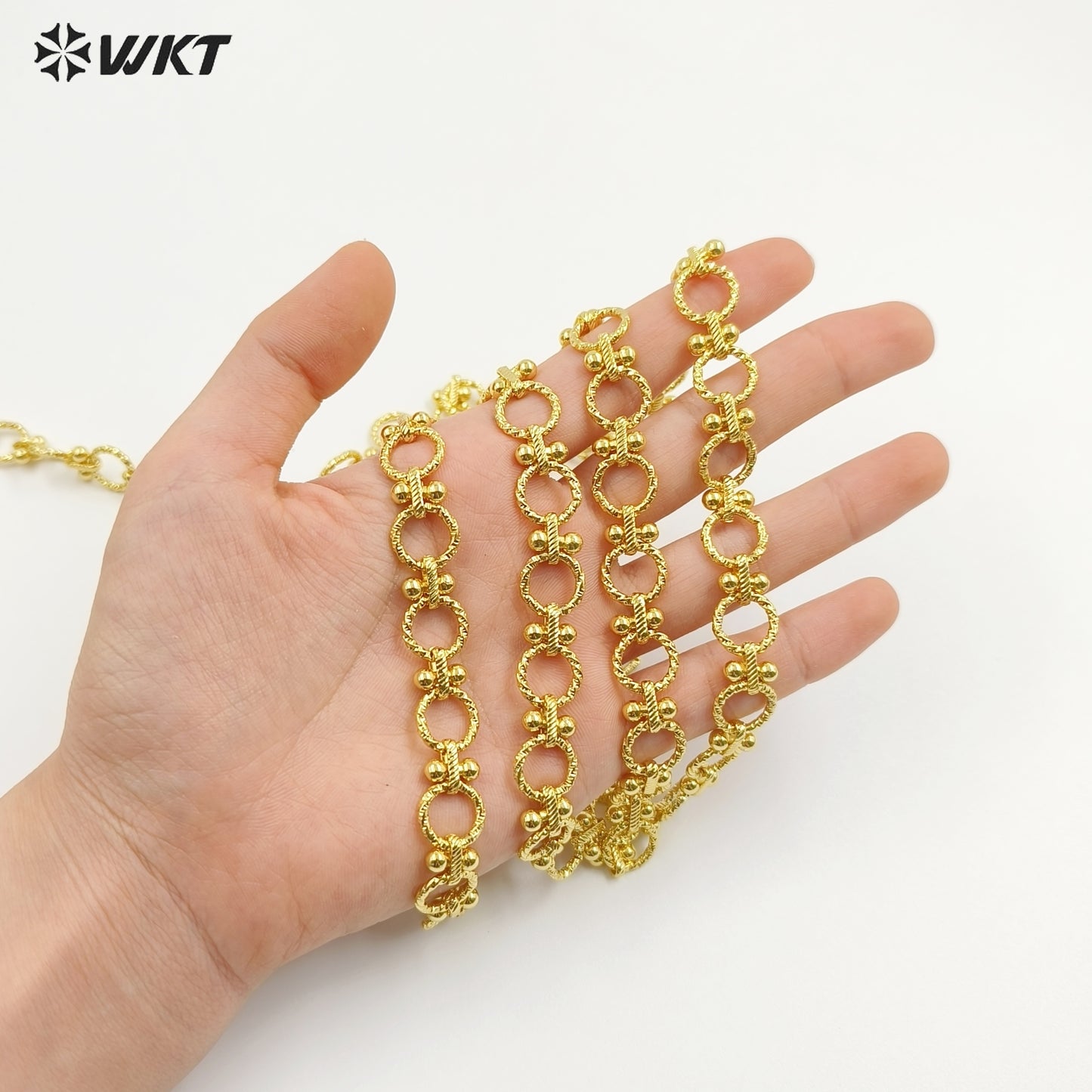 WT-BC240 Exquisite Beautiful Design Round Shape Gold Plated Chain Necklace Jewelry Making Finding Lovely Style Wholesale