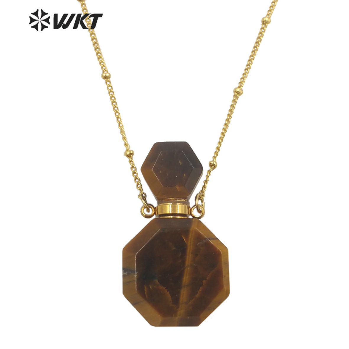 WT-N1356 WKT Colorful Delicate Natural Stone Perfume Bottle Perfume Necklace Pink Quartz Amethyst Amazonites Pendant for Women