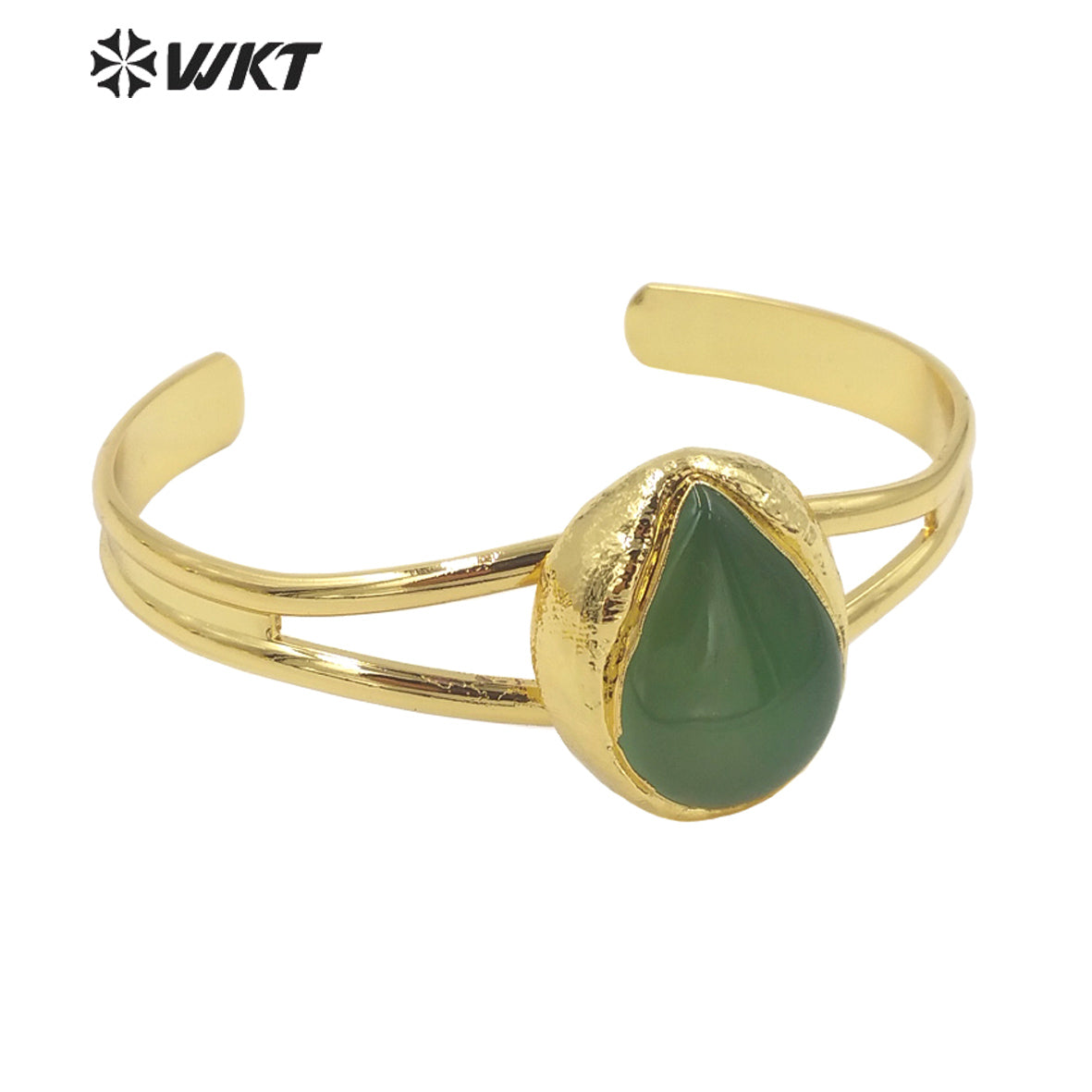 WT-B610 High Quality Charming Multicolor Gemstone Bangles Opening Adjustable Bangles 18k Gold Plated Natural Stone Bangles