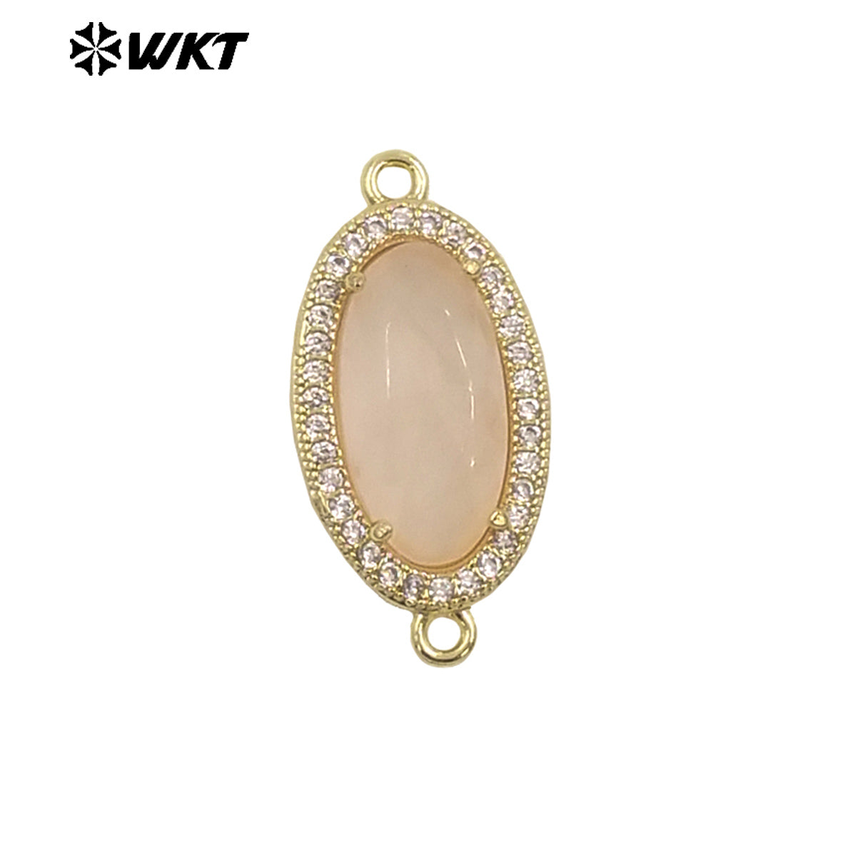 WT-C334 New Arrivals 18K Gold Plated Small Zircon Oval Multicolored Gemstone Necklace Pendant Connector Jewelry Accessories