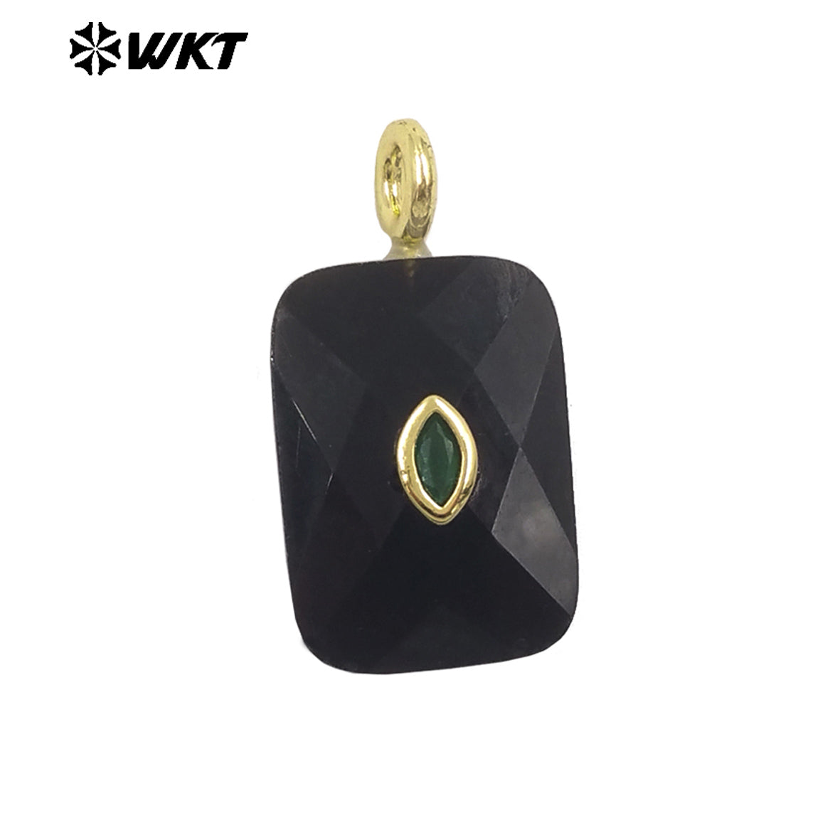 WT-P2139 Factory Wholesale Eye Shape Zircon And Natural Gemstones Square Faceted Pendants As Simple Style Jewelry Findings