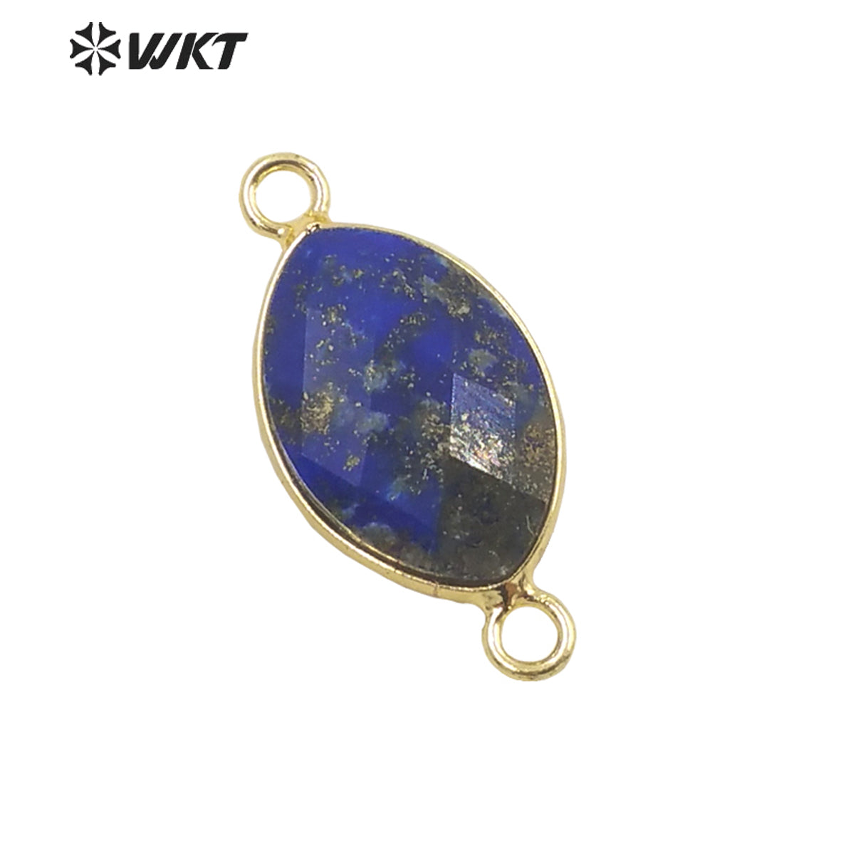 WT-C301 High Quality Gemstone Connectors for Jewelry Bracelet Necklace Double Loops Round Stone Pendant Fashion Beauty for Lady