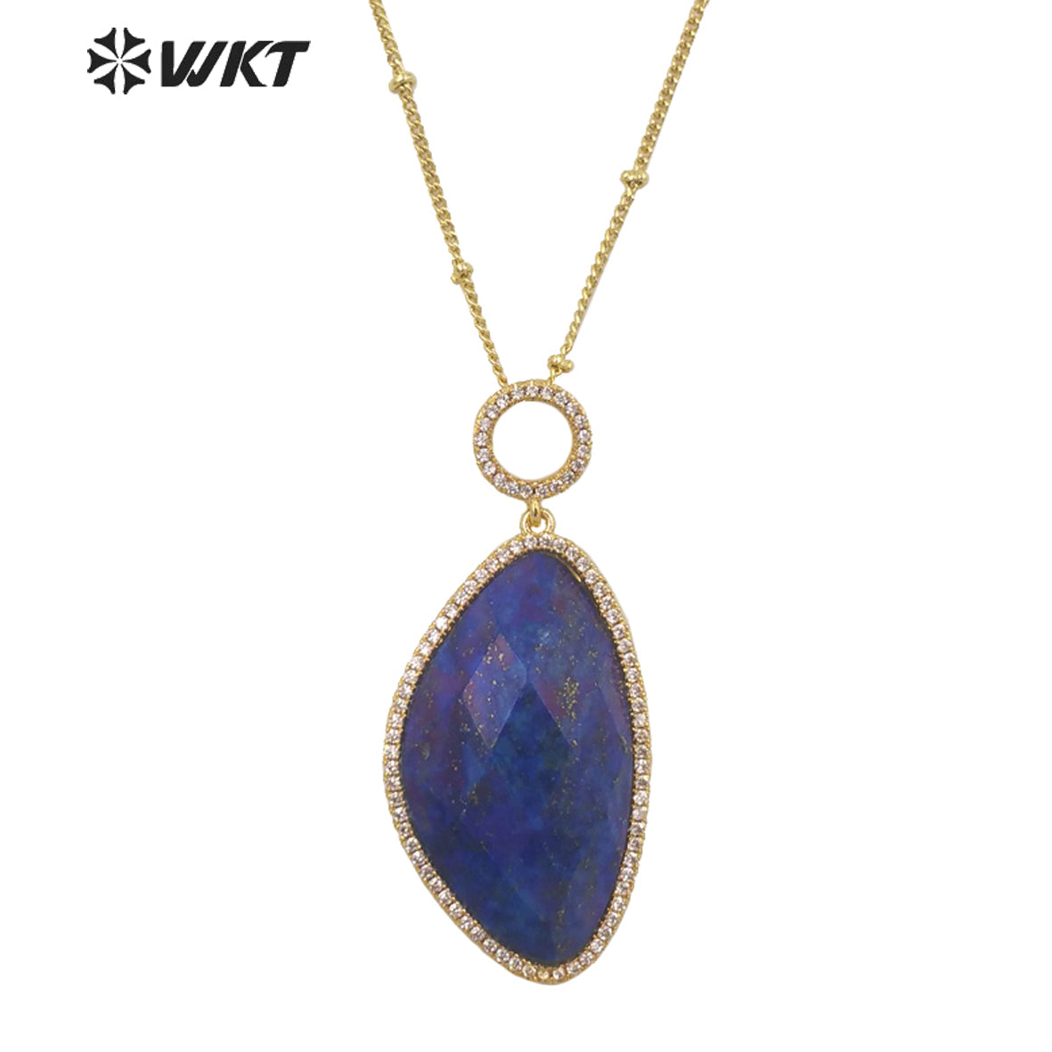 WT-N1350 WKT 2022 Fashion Jewelry Amethyst Amazonist Lapis Necklace Natural Micro Pave Pendant Necklace Made Stone