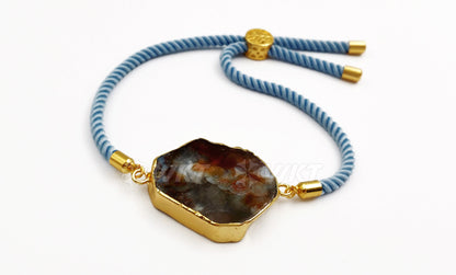 WT-B400 WKT Wholesale Irregular Natural Stone Bracelet Stylish Lobster Bangles With CZ Micro Pave Multi Color