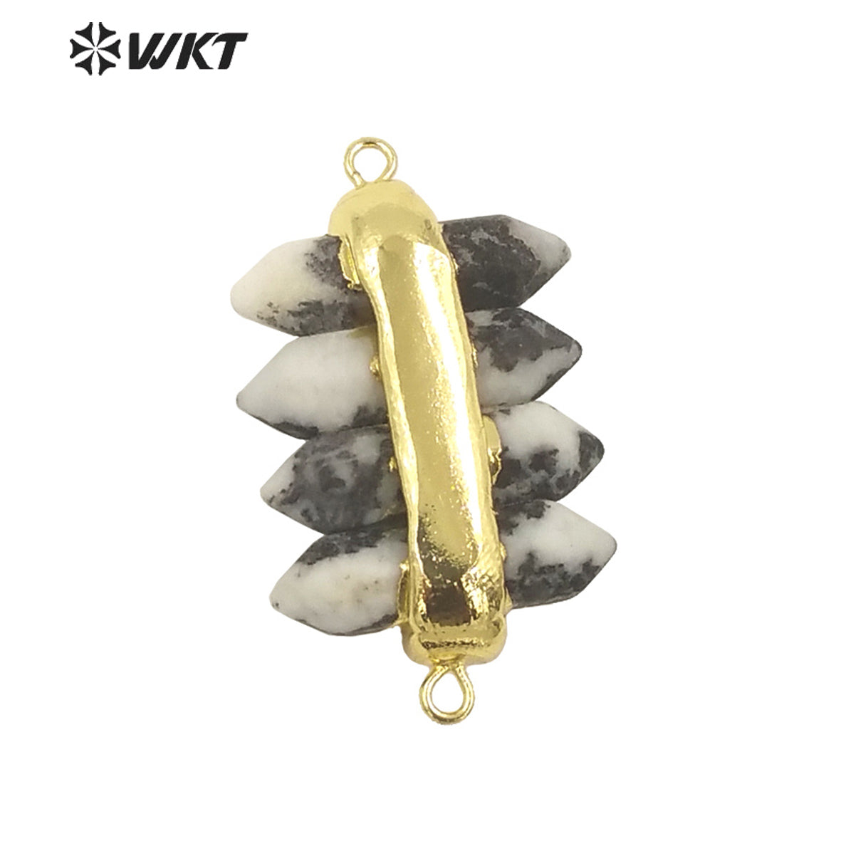WT-C325 Amazing 4 Crystal Quartz Point With Double Loops Energey Gemstone Connectors Women Jewelry for Bracelet Make
