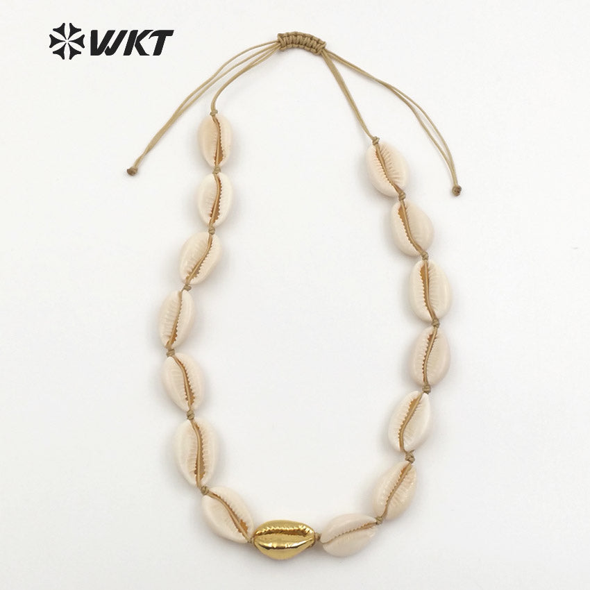 WT-JN036 Wholesale New Coming Diy Natural Jewelry Elegant with 24k Gold for Girl Birthday Gift White Shell Necklace
