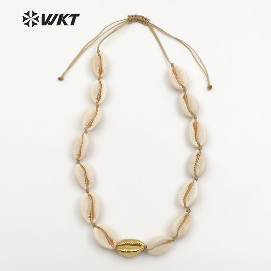 WT-JN036 Wholesale New Coming Diy Natural Jewelry Elegant with 24k Gold for Girl Birthday Gift White Shell Necklace