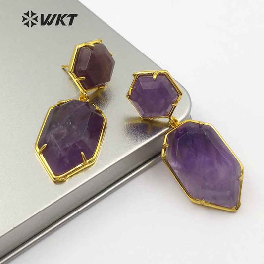 WT-E475 Wholesale Bohemia Arrow Teardrop Earrings Colorful for Sexy Girl Jewelry Elegant Gift Natural Stone Teardrop Earrings
