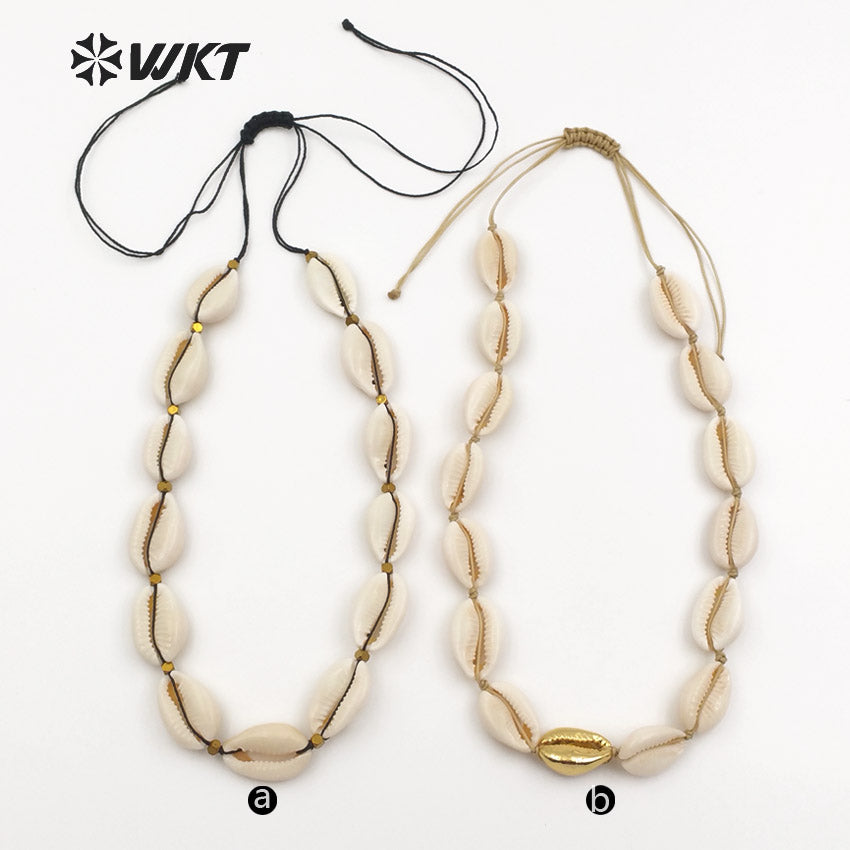 WT-JN036 Wholesale New Coming Diy Natural Jewelry Elegant with 24k Gold for Girl Birthday Gift White Shell Necklace