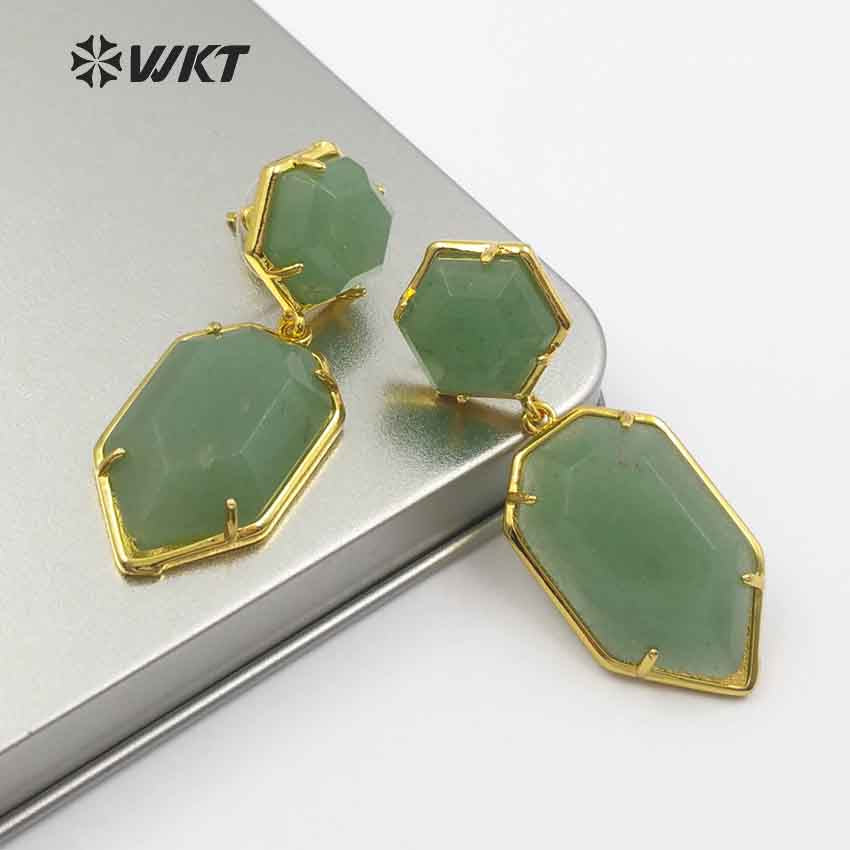 WT-E475 Wholesale Bohemia Arrow Teardrop Earrings Colorful for Sexy Girl Jewelry Elegant Gift Natural Stone Teardrop Earrings
