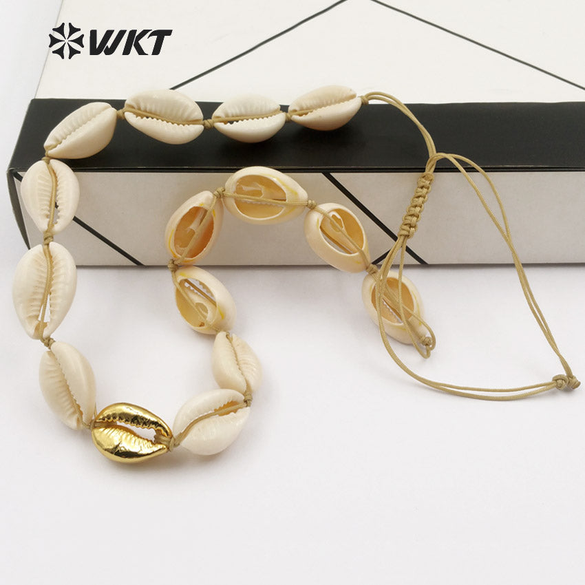 WT-JN036 Wholesale New Coming Diy Natural Jewelry Elegant with 24k Gold for Girl Birthday Gift White Shell Necklace