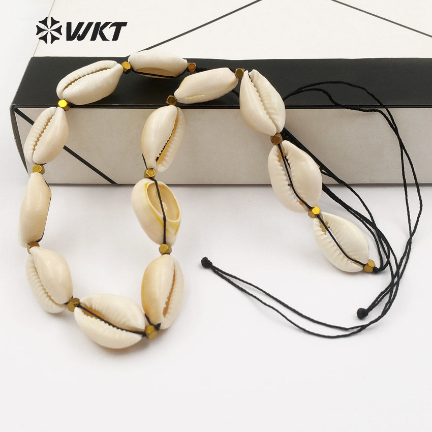 WT-JN036 Wholesale New Coming Diy Natural Jewelry Elegant with 24k Gold for Girl Birthday Gift White Shell Necklace