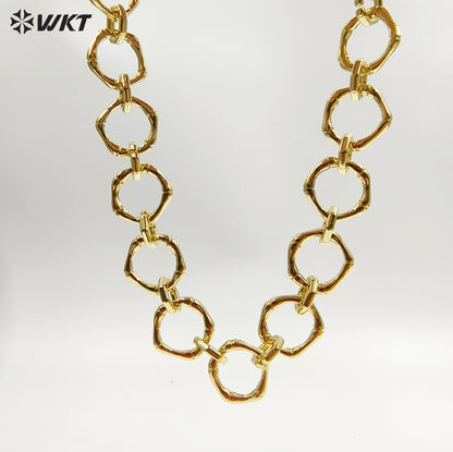 WT-BC251 WKT Exclusive Big Chunky Irregular Pentagon Handmade Connect Link Jewelry Chain in Resist Tarnished