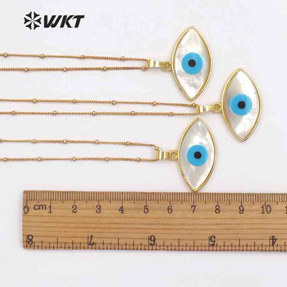WT-JN047 Unique Latest One Eye Shell Necklaces Pendants with 24k Gold Trim Natural Shell Beautiful One Eye for Necklaces