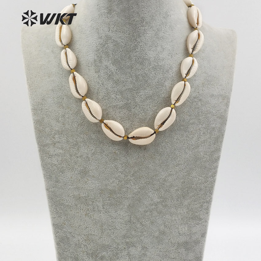 WT-JN036 Wholesale New Coming Diy Natural Jewelry Elegant with 24k Gold for Girl Birthday Gift White Shell Necklace