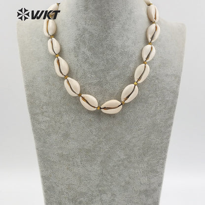 WT-JN036 Wholesale New Coming Diy Natural Jewelry Elegant with 24k Gold for Girl Birthday Gift White Shell Necklace