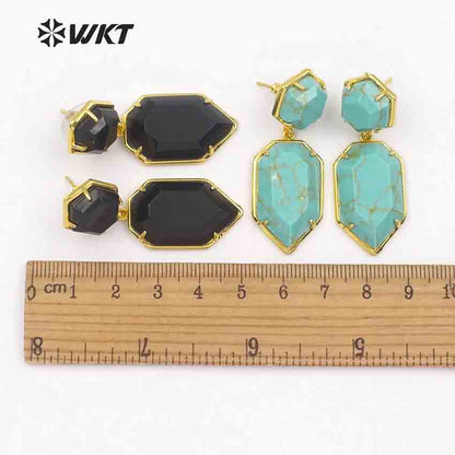 WT-E475 Wholesale Bohemia Arrow Teardrop Earrings Colorful for Sexy Girl Jewelry Elegant Gift Natural Stone Teardrop Earrings